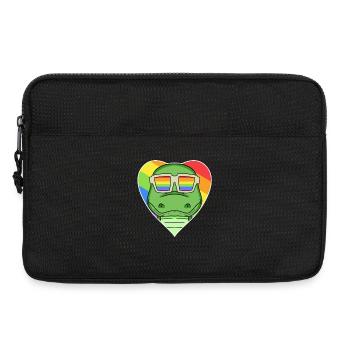 Regenbogen - Krokodil mit Brille - Laptoptasche 13" - Schwarz - Vorne