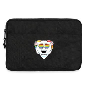 Regenbogen - Eisbär mit Brille - Laptoptasche 13" - Schwarz - Vorne