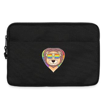 Regenbogen - Löwe mit Brille - Laptoptasche 13" - Schwarz - Vorne