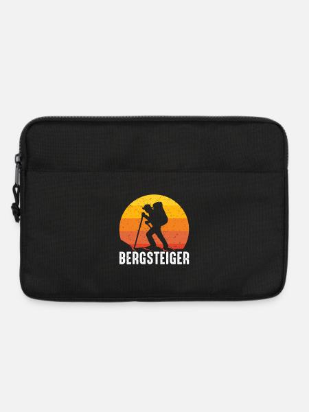 Bergsteiger Retro Motiv mit Sonnenuntergang - Laptoptasche 13" - Schwarz