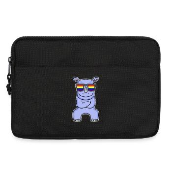 Regenbogen - Nashorn mit Brille - Laptoptasche 13" - Schwarz - Vorne