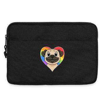 Regenbogen - Hund mit Herz - Laptoptasche 13" - Schwarz - Vorne