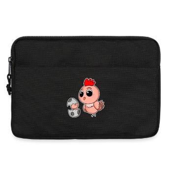 Huhn Familie - Huhn mit Baby - Huhn Motiv - Laptoptasche 13" - Schwarz - Vorne