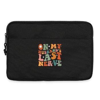 On My Husband s Last Nerve Groovy On Back - Laptop bag 13" - black - Front