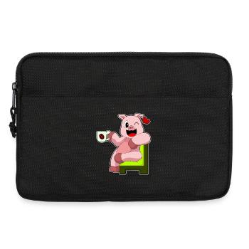 Tasse de café en cochon - Sacoche pour ordinateur portable 13 pouces - noir - Devant
