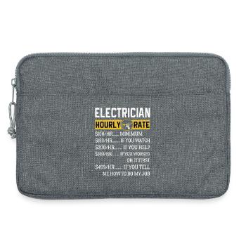 Électricien Cadeaux Électricien Taux horaire - Sacoche pour ordinateur portable 13 pouces - gris chiné - Devant