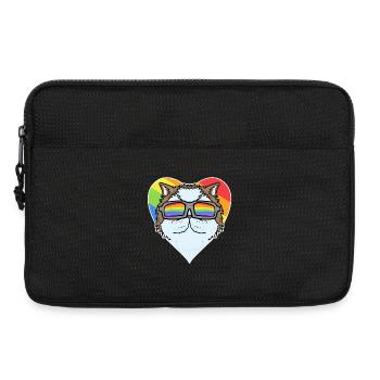 Rainbow - Cat Persian cat with glasses and heart - Laptop bag 13" - black - Front