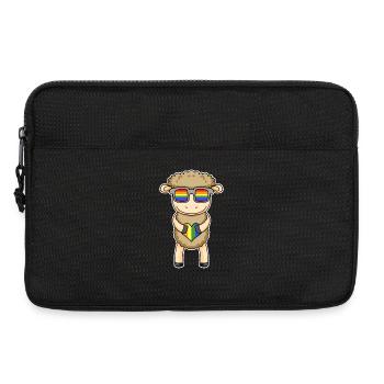 Regenbogen - Schaf mit Brille und Herz - Laptoptasche 13" - Schwarz - Vorne