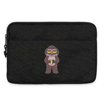 Regenbogen - Faultier mit Brille und Herz - Laptoptasche 13" - Schwarz - Vorne