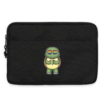 Regenbogen - Schildkröte mit Brille und Herz - Laptoptasche 13" - Schwarz - Vorne