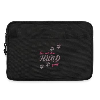 Die mit dem Hund geht, Dog Gassi Hundeliebhaber - Laptoptasche 13" - Schwarz - Vorne