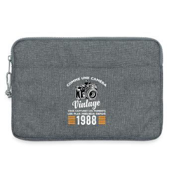 Caméra vintage 1988 cadeau anniversaire humour - Sacoche pour ordinateur portable 13 pouces - gris chiné - Devant