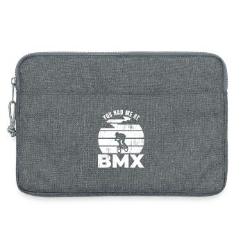 BMX Rider Slogan - Sacoche pour ordinateur portable 13 pouces - gris chiné - Devant