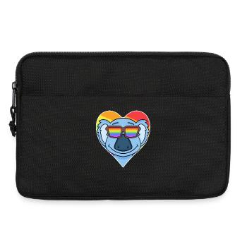 Regenbogen - Koala mit Brille und Herz - Laptoptasche 13" - Schwarz - Vorne