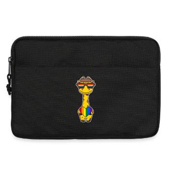 Rainbow - giraffe with glasses and heart - Laptop bag 13" - black - Front