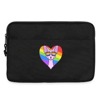 Regenbogen - Katze Sphynx-Katze mit Brille - Laptoptasche 13" - Schwarz - Vorne