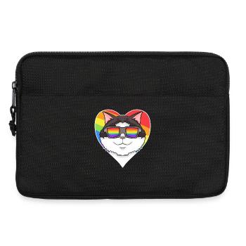 Regenbogen - Katze Ragdoll mit Brille und Herz - Laptoptasche 13" - Schwarz - Vorne