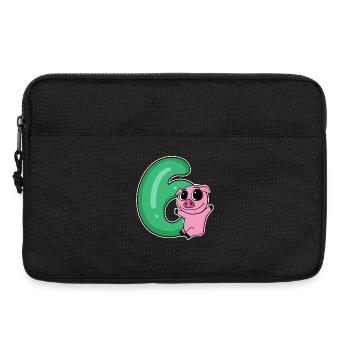 6 Birthday 6 Year Old with Animal Motif - Six - Laptop bag 13" - black - Front