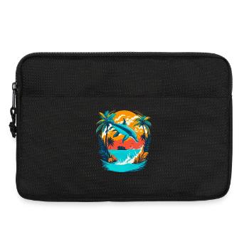 Dolphin with Tropical Sunset - Laptop bag 13" - black - Front