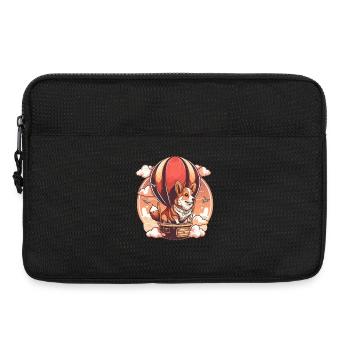 Chien en montgolfière dans les nuages roses - Sacoche pour ordinateur portable 13 pouces - noir - Devant