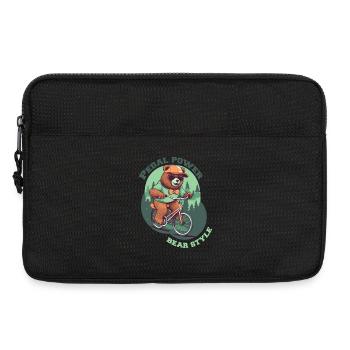 Pedal Power Teddy fährt Fahrrad - Laptoptasche 13" - Schwarz - Vorne