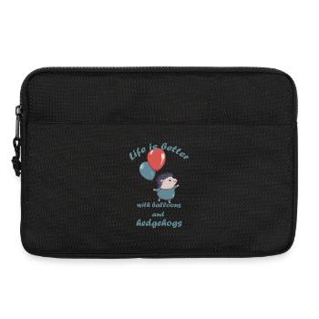 Kleiner Igel mit Luftballons und Schriftzug - Laptoptasche 13" - Schwarz - Vorne