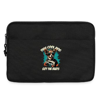 dog with boombox and lettering - Laptop bag 13" - black - Front