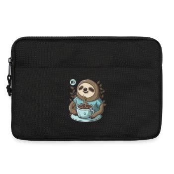 freundliches Faultier mit duftendem Kaffee sagt HI - Laptoptasche 13" - Schwarz - Vorne