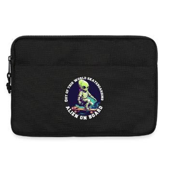Alien sur skateboard avec lettrage - Sacoche pour ordinateur portable 13 pouces - noir - Devant