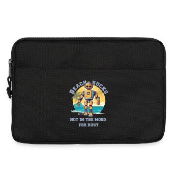 Robot on the beach with lettering - Laptop bag 13" - black - Front