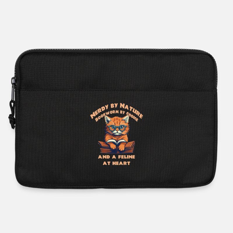 Katze mit Buch - Laptoptasche 13" - Schwarz
