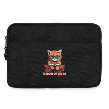 Katze mit Buch und Schriftzug - Laptoptasche 13" - Schwarz - Vorne