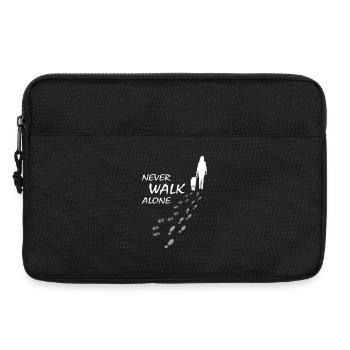Never walk alone - Hund Frauchen Gassi, Backprint - Laptoptasche 13" - Schwarz - Vorne