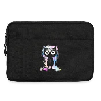 Tie Dye Farben Schwarze Katze Mit Großen Augen - Laptoptasche 13" - Schwarz - Vorne