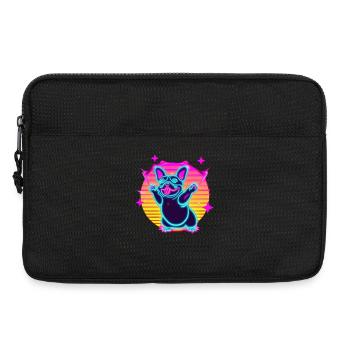 Lustige Französiche Bulldogge Synth Frenchie - Laptoptasche 13" - Schwarz - Vorne
