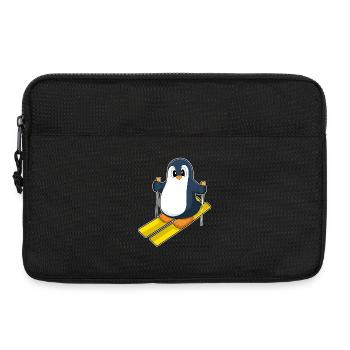 Pinguin Skifahrer Ski Wintersport - Laptoptasche 13" - Schwarz - Vorne