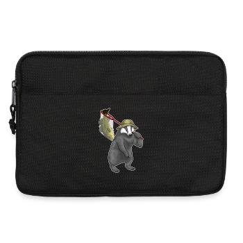 Dachs Angler Fisch Angeln - Laptoptasche 13" - Schwarz - Vorne