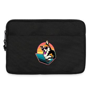 Corgi with Laptop Welsh Corgi Dog - Laptop bag 13" - black - Front