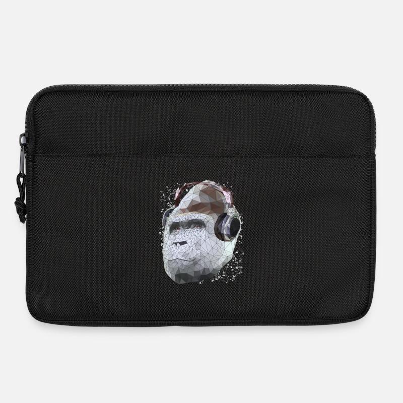 Gorilla mit Kopfhörern Low Poly Pop Art Kunst - Laptoptasche 13" - Schwarz