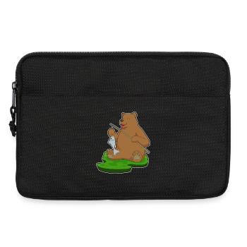 Bär Angler Fisch Angeln - Laptoptasche 13" - Schwarz - Vorne