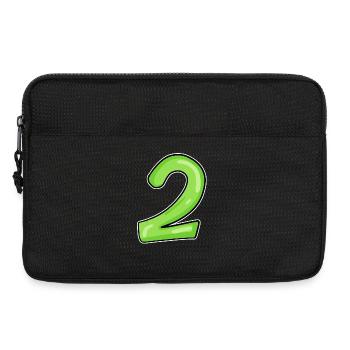 2 - Zahl - Nummer Zwei - 2 grün - Laptoptasche 13" - Schwarz - Vorne