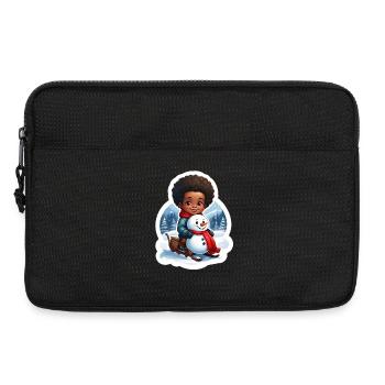 Kid-friendly snowman design - Laptop bag 13" - black - Front