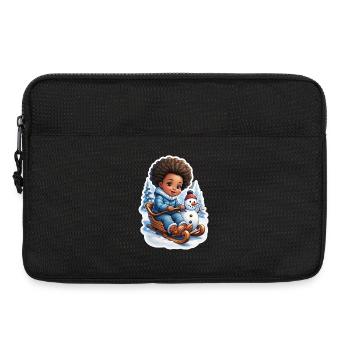 Winter fun with snowman and sleigh - Laptop bag 13" - black - Front