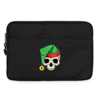 Chapeau de père Noël tête de mort - Sacoche pour ordinateur portable 13 pouces - noir - Devant
