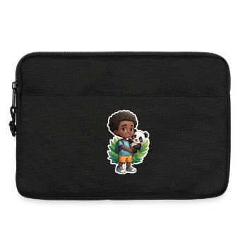 Mignon garçon avec motif panda et nature - Sacoche pour ordinateur portable 13 pouces - noir - Devant