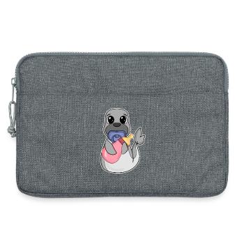 Motif bébé lion de mer - Sacoche pour ordinateur portable 13 pouces - gris chiné - Devant