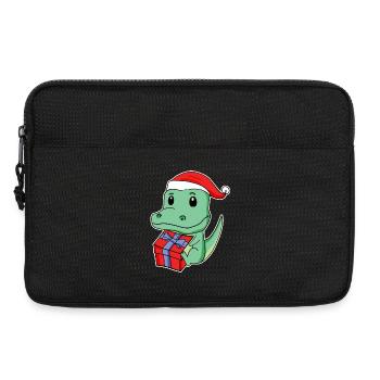 Crocodile avec bonnet de Père Noël - Sacoche pour ordinateur portable 13 pouces - noir - Devant