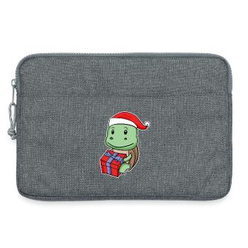 Tortue avec chapeau de Noël - Sacoche pour ordinateur portable 13 pouces - gris chiné - Devant