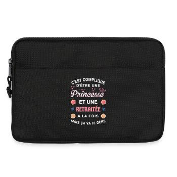 Retraitée Cadeau Humoristique Princesse Retraite - Sacoche pour ordinateur portable 13 pouces - noir - Devant