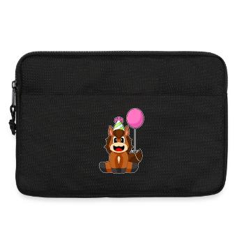 Ballon d’anniversaire de cheval - Sacoche pour ordinateur portable 13 pouces - noir - Devant